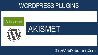 WORDPRESS PLUGINS 
AKISMET 
SiteWebDebutant.Com 
 