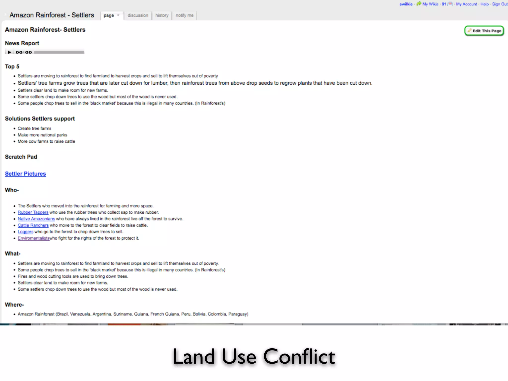 Land Use Conﬂict
 