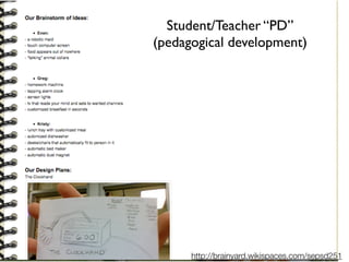 Student/Teacher “PD”
(pedagogical development)




      http://brainyard.wikispaces.com/sepsd251
 