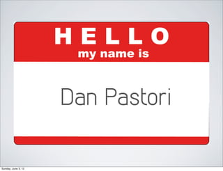 Dan Pastori

Sunday, June 3, 12
 
