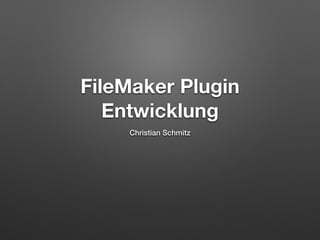 FileMaker Plugin 
Entwicklung 
Christian Schmitz 
 