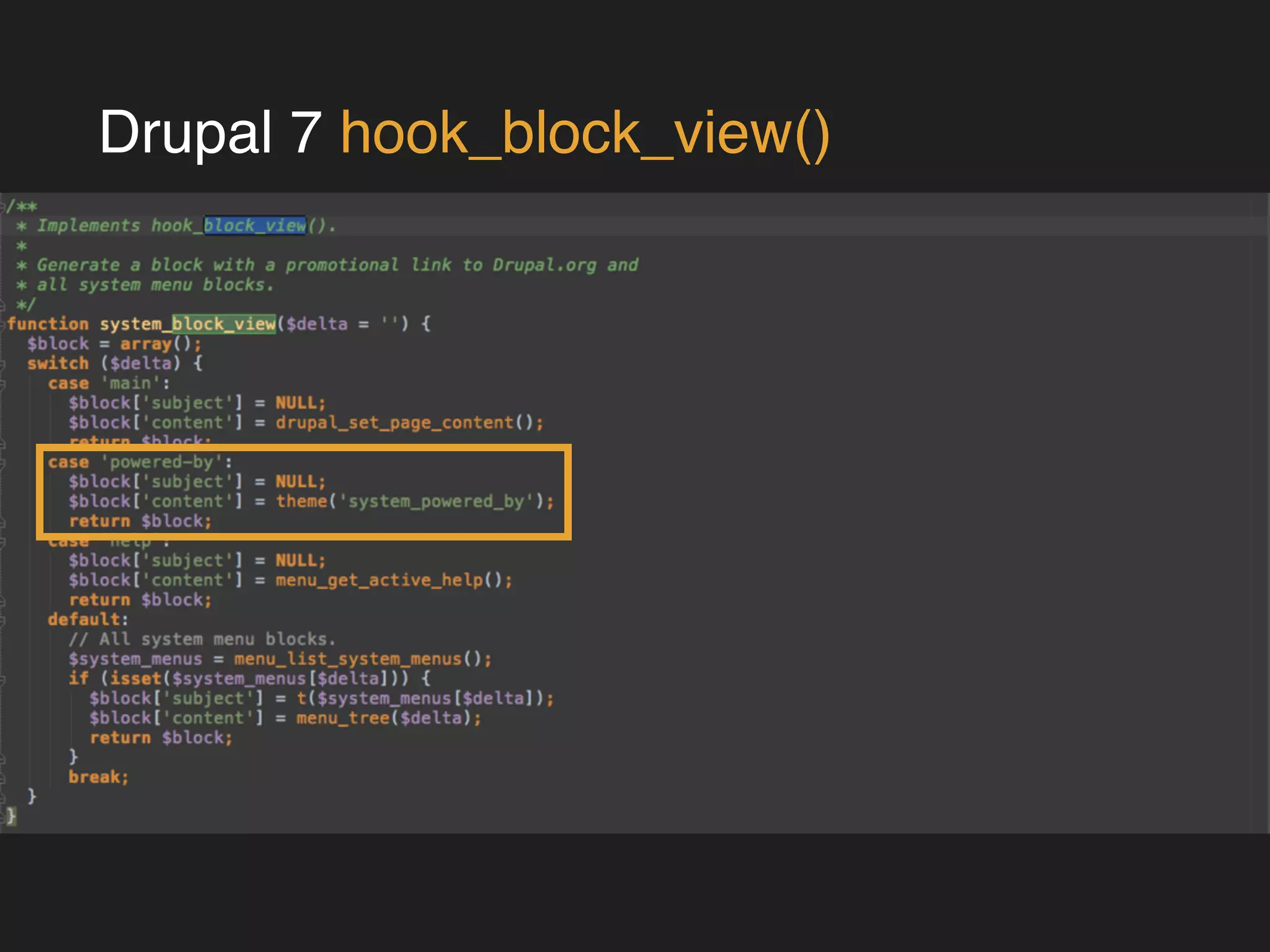 Drupal 7 hook_block_view() 
 