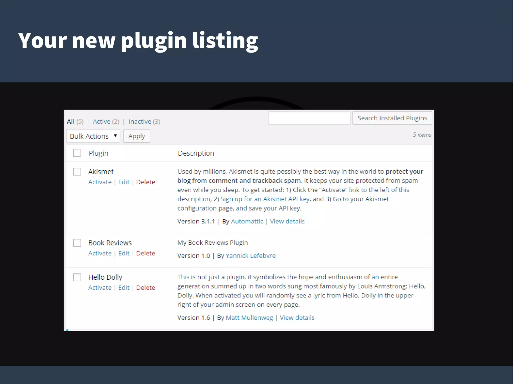 Your new plugin listing
 