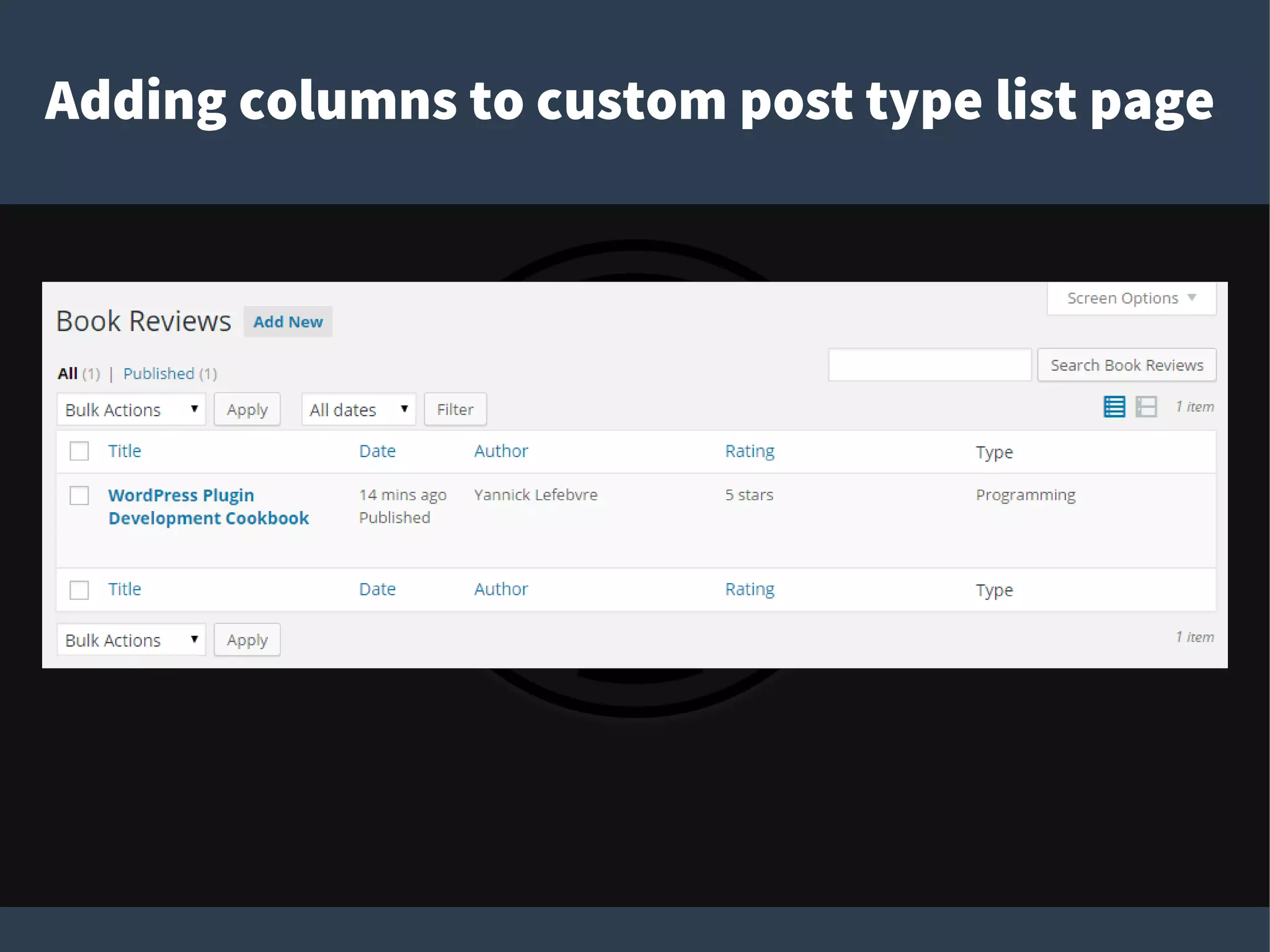 Adding columns to custom post type list page
 