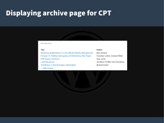 Displaying archive page for CPT
 