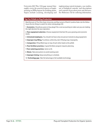Plug and Transplant Production for Organic Systems | PDF