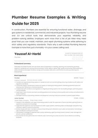 Plumber Resume Examples & Writing Guide for 2025 | PDF