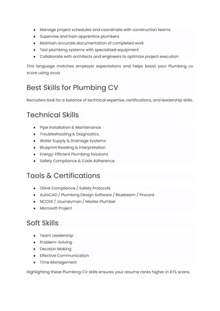 Plumber Resume Examples & Writing Guide for 2025 | PDF