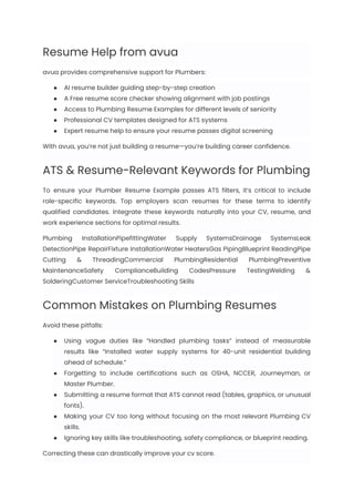 Plumber Resume Examples & Writing Guide for 2025 | PDF