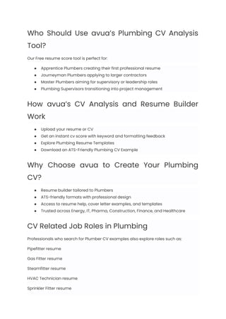 Plumber Resume Examples & Writing Guide for 2025 | PDF