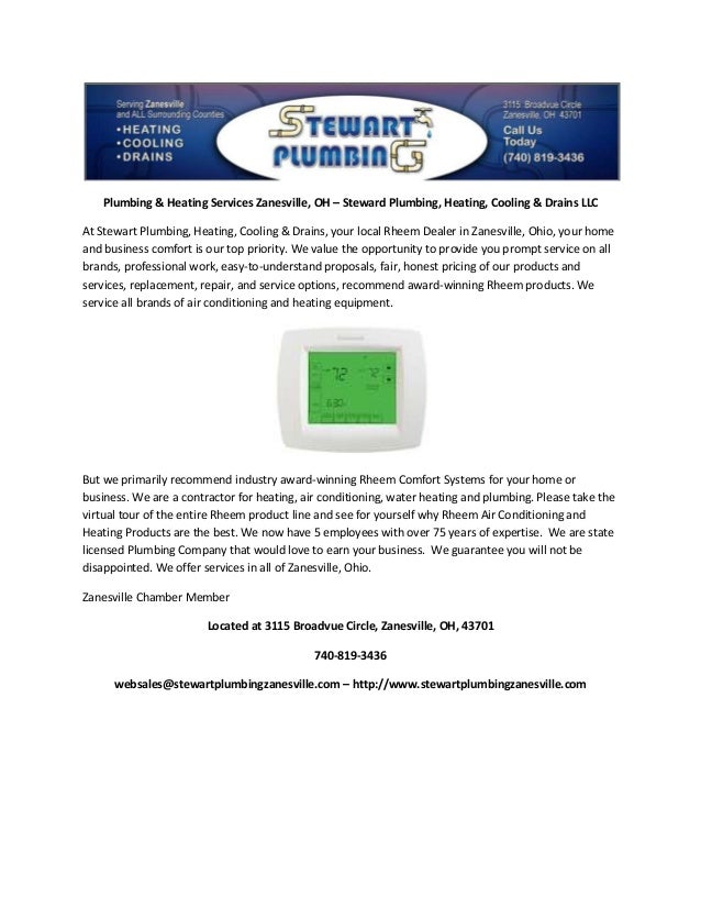 Plumbing & heating services zanesville, oh steward plumbing, heating