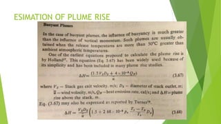 ESIMATION OF PLUME RISE
 