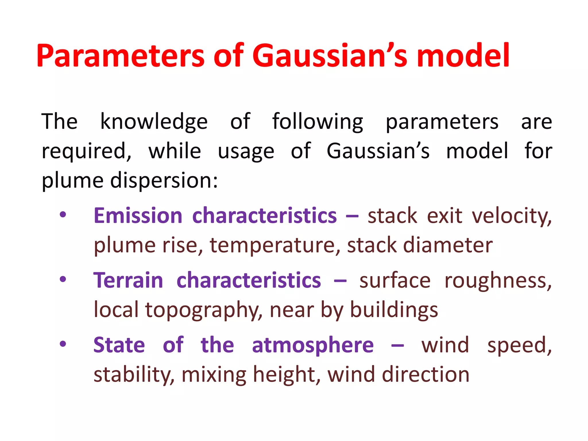 Plume rise and dispersion, models | PPTX