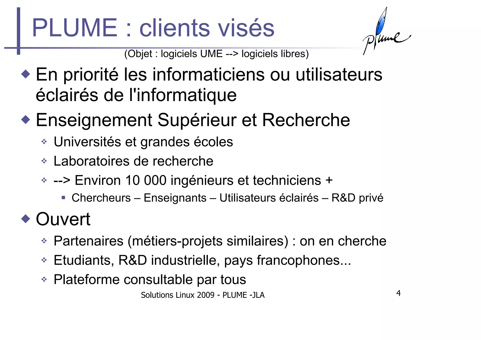 Plume Solutions Linux 2009