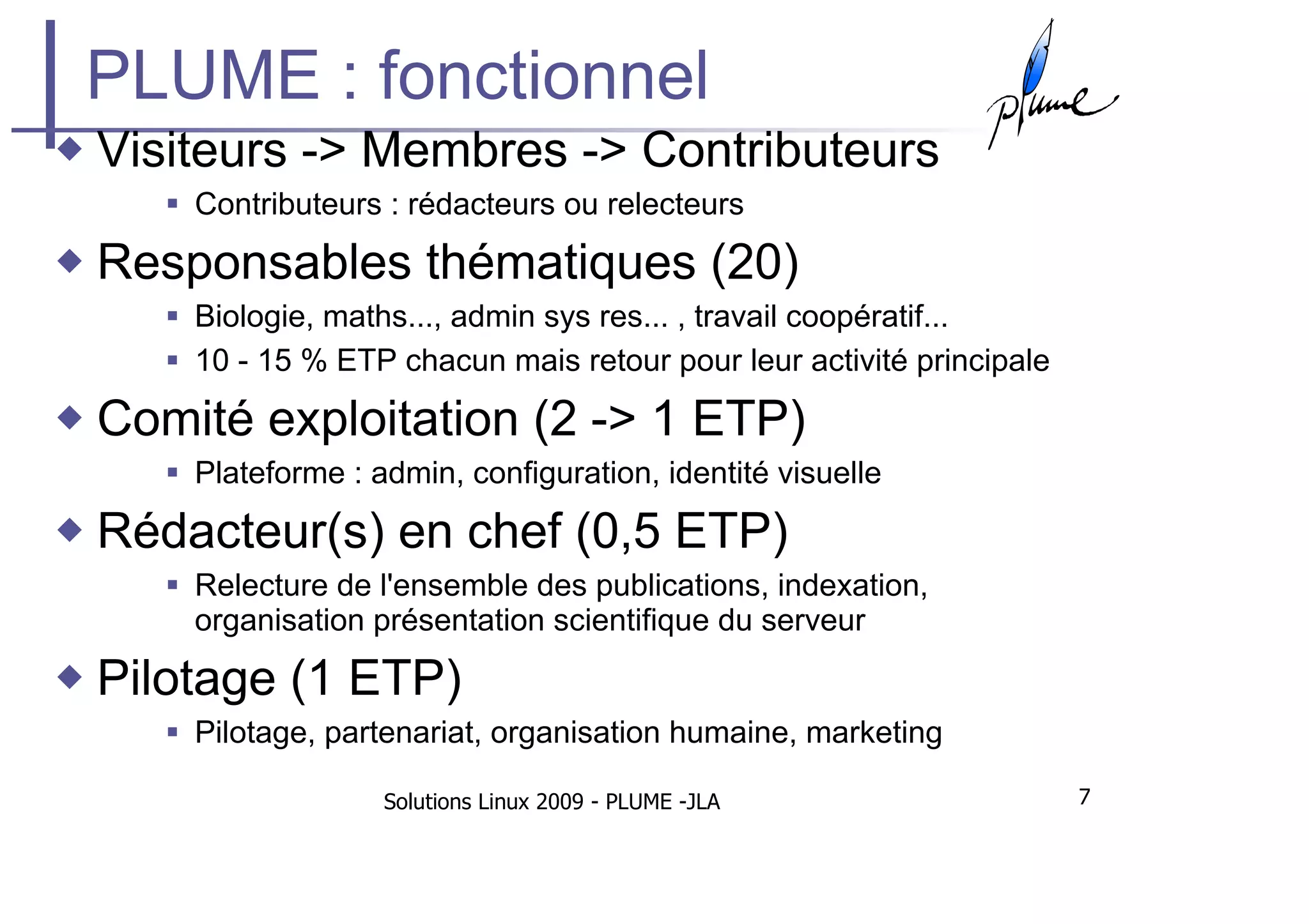 Plume Solutions Linux 2009
