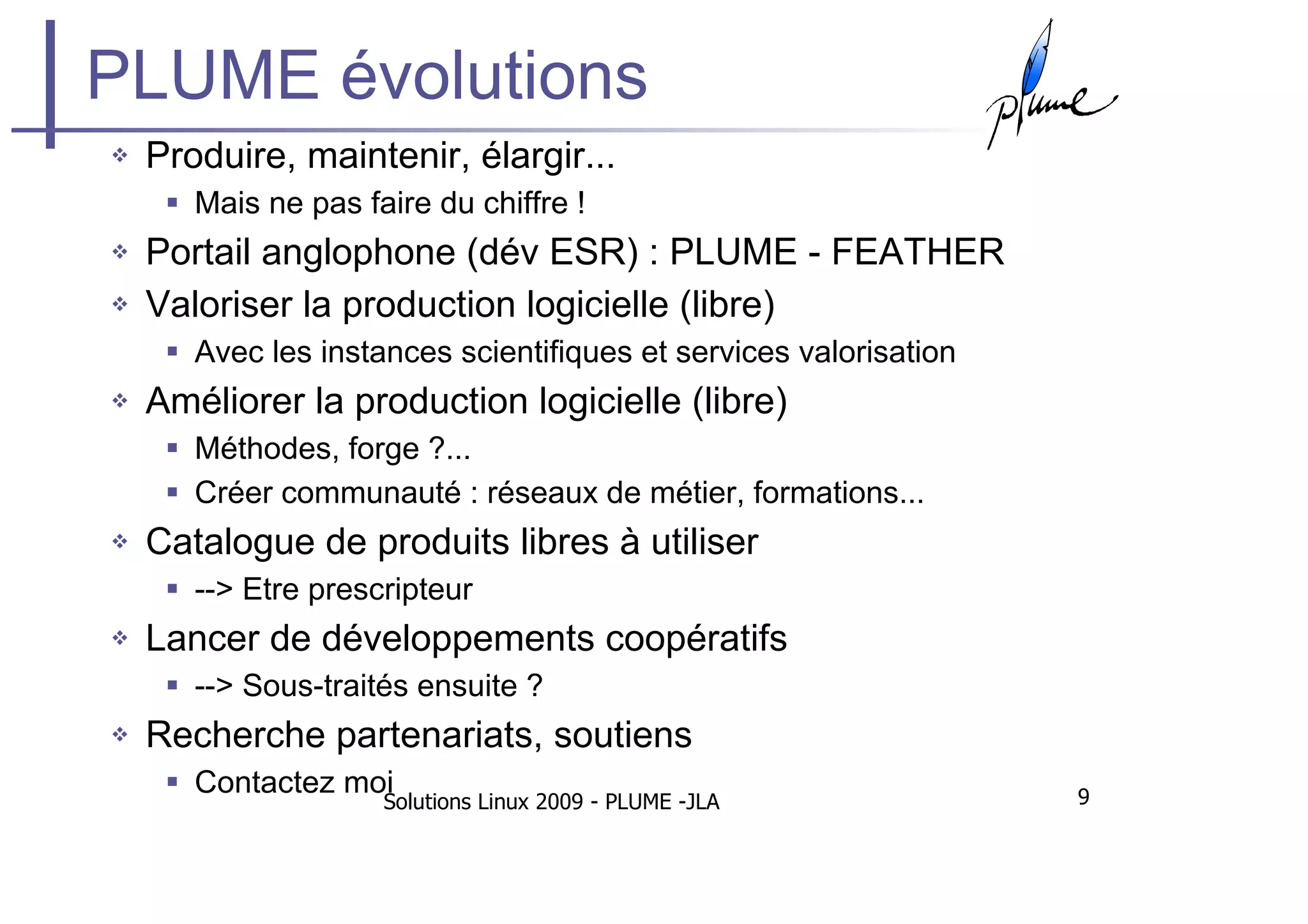 Plume Solutions Linux 2009