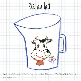 Riz au lait




300 g round rice, 2 litres of whole milk, 3 tbsp cornstarch, 200 g sugar, 6
tsp plum oil
 