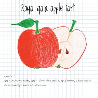 Royal gala apple tart




4 parts
400 g de pastry paste, 400 g Royal Gala apples, 50 g butter, 4 balls vanilla
ice cream, virgin plum oil , cinnamon
 