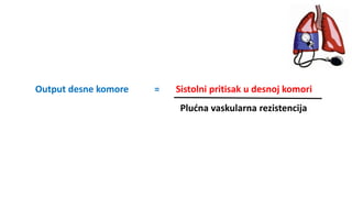 Output desne komore = Sistolni pritisak u desnoj komori
Plućna vaskularna rezistencija
 