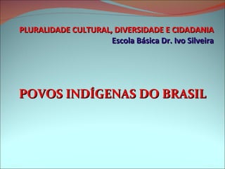 PLURALIDADE CULTURAL, DIVERSIDADE E CIDADANIA Escola Básica Dr. Ivo Silveira POVOS INDÍGENAS DO BRASIL 