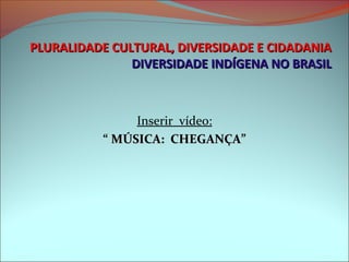 PLURALIDADE CULTURAL, DIVERSIDADE E CIDADANIA
               DIVERSIDADE INDÍGENA NO BRASIL



               Inserir vídeo:
          “ MÚSICA: CHEGANÇA”
 