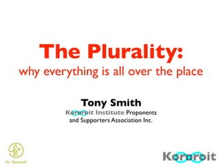 The Plurality:
why everything is all over the place

              Tony Smith
         Kororoit Institute Proponents
          and Supporters Association Inc.
 
