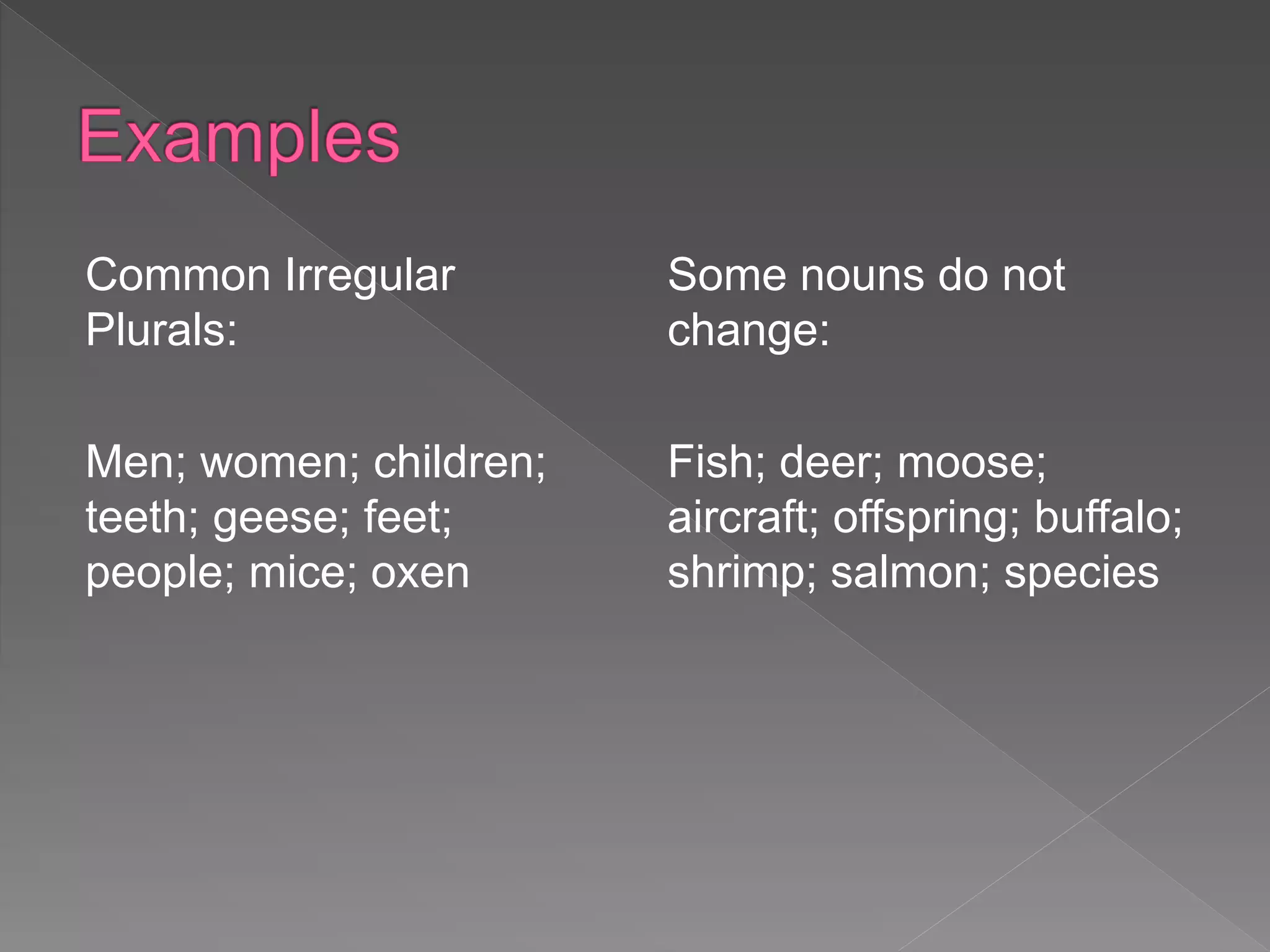 Plural nouns | PPTX