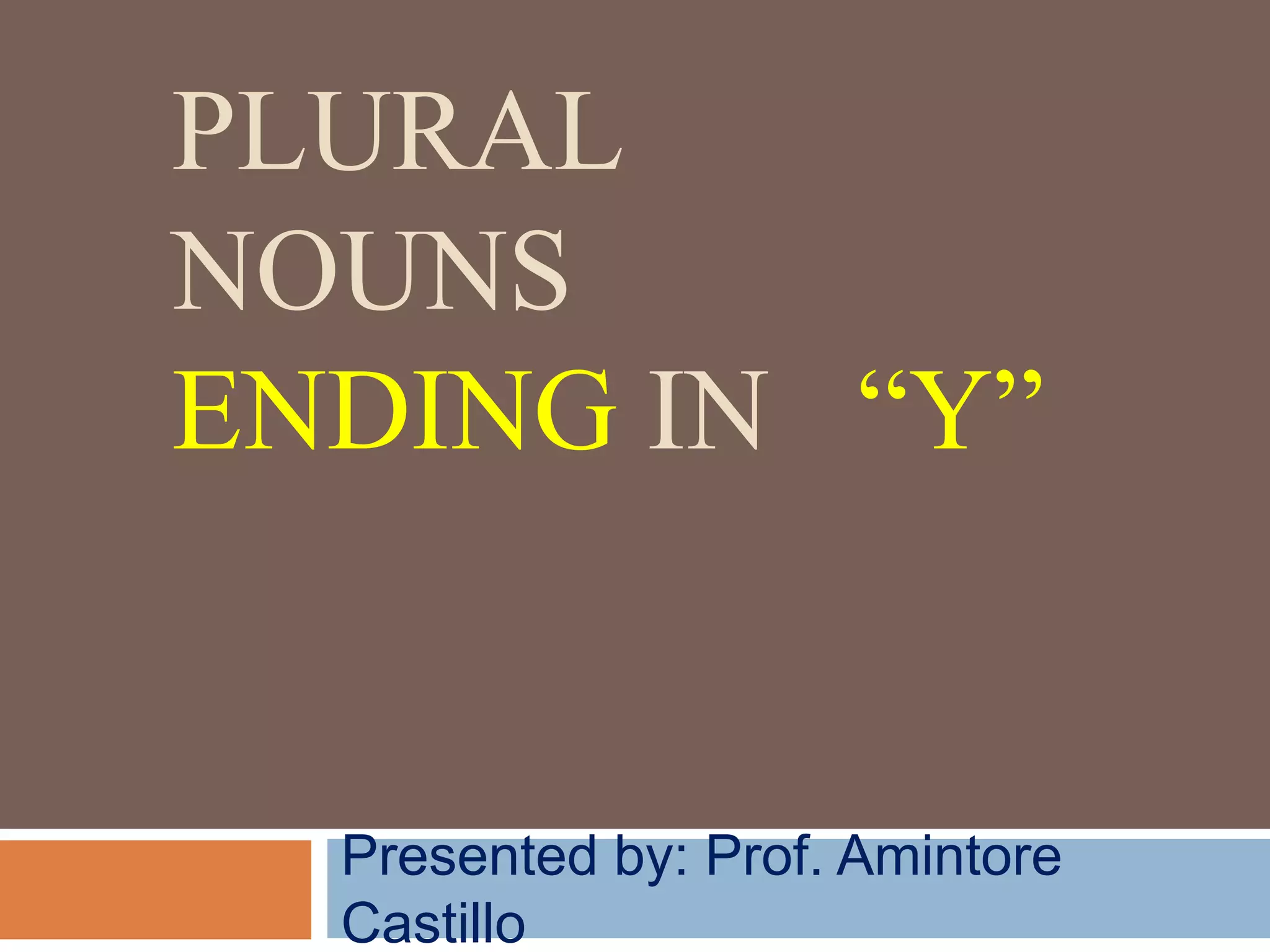 Plural nouns ending in y PPT