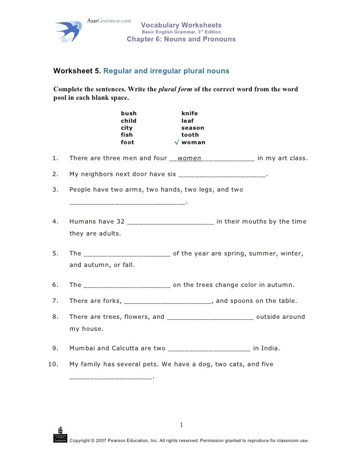 Plural Noun Worksheet Number 5 Plural Noun Worksheet Number 5