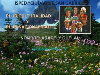 ISPED “CIUDAD DE SAN GABRIEL”

PLURICULTURALIDAD
        Y
PLURINACIONALIDAD

     NOMBRE: ARACELY QUELAL

          SEGUNDO NIVEL “B”

                2012
 