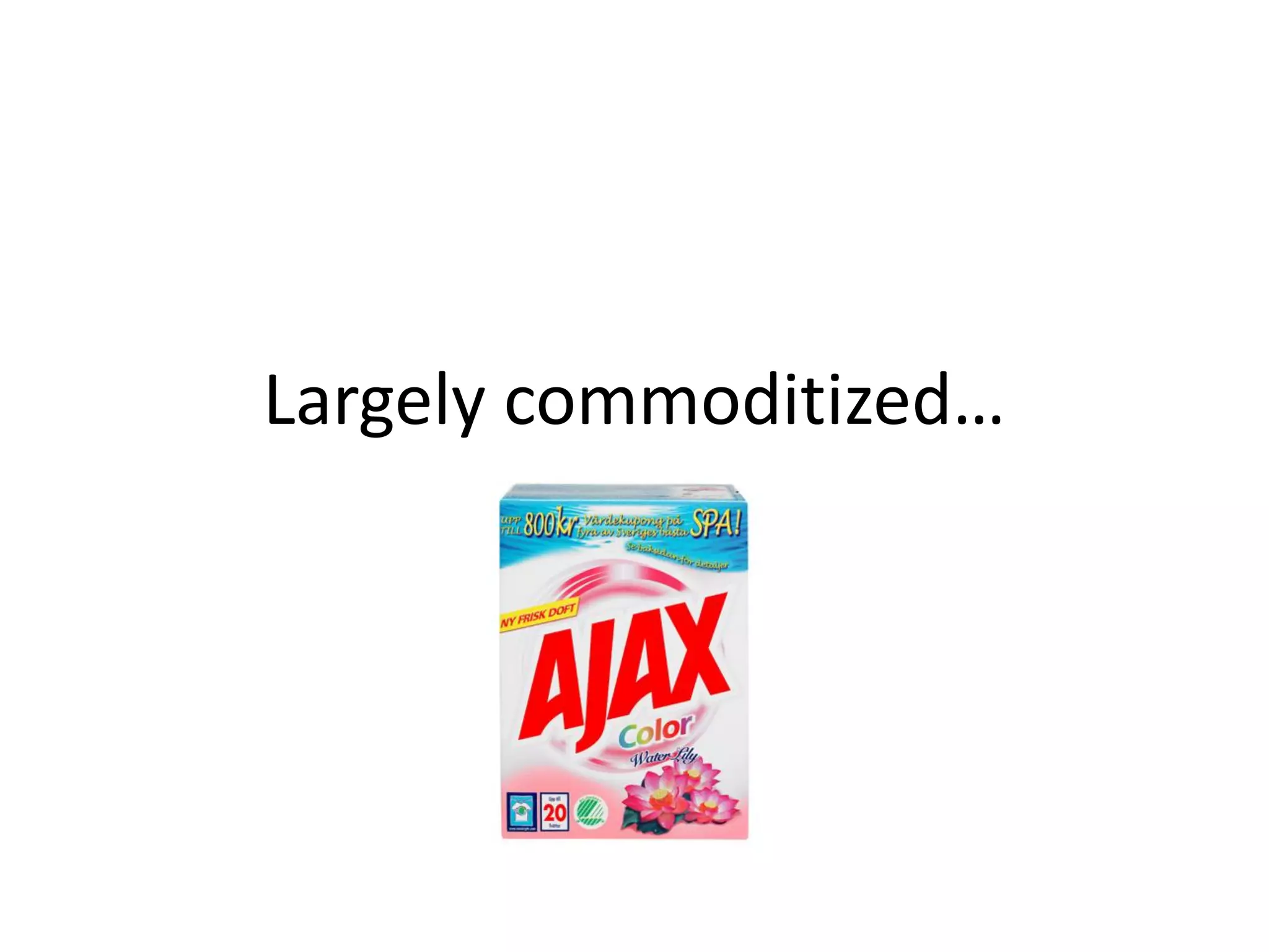 Largely commoditized…
 