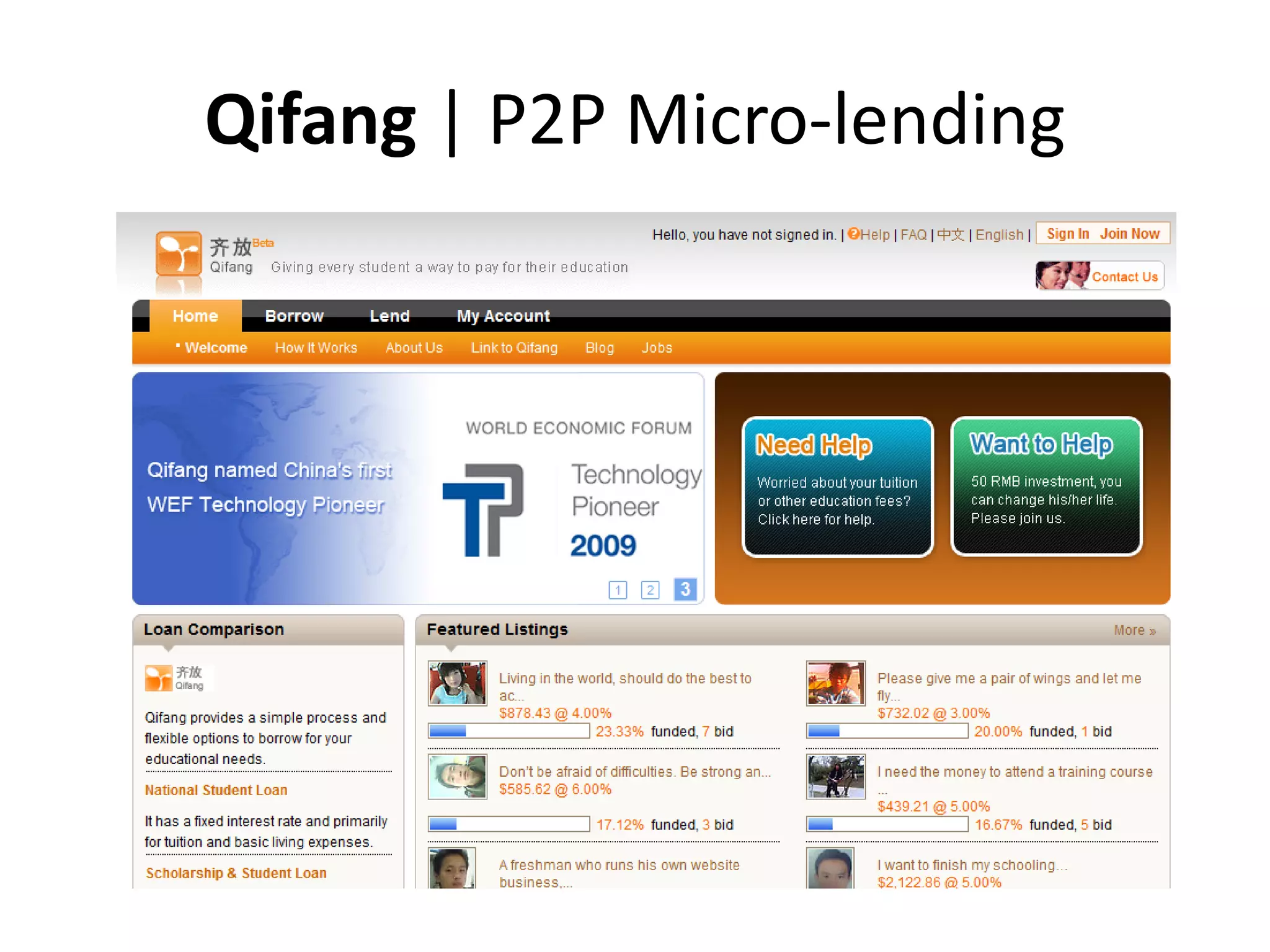 Qifang | P2P Micro-lending
 