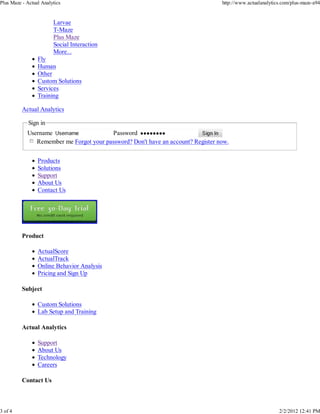 Plus maze actual analytics | PDF