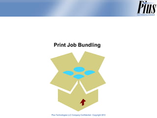 Print Job Bundling




Plus Technologies LLC Company Confidential - Copyright 2011
                                                       2012
 