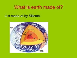 What is earth made of? It is made of by Silicate. 