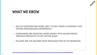 3
o
o
o
*https://www.forbes.com/sites/kaleighmoore/2019/11/20/why-online-brands-like-prose-are-leaning-into-hyper-personalization/#52b1b58737df