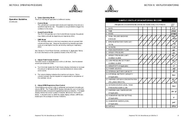 ventilador plv 100 manual completo ventilator flow sheet