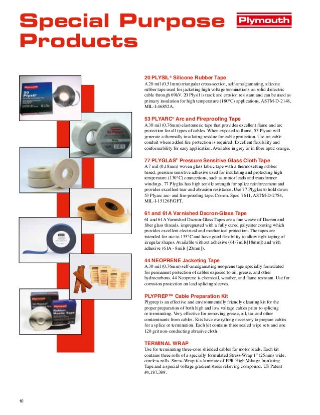 Plymouth Special Purpose Electrical Tapes Plymouth 20 Plysil Silicone