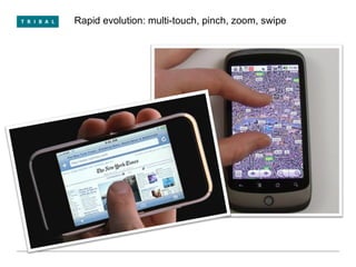 Rapid evolution: multi-touch, pinch, zoom, swipe We used to worry about  how to fit text onto small screens 
