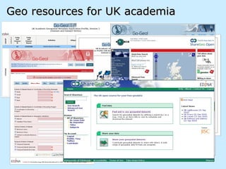 Geo resources for UK academia 