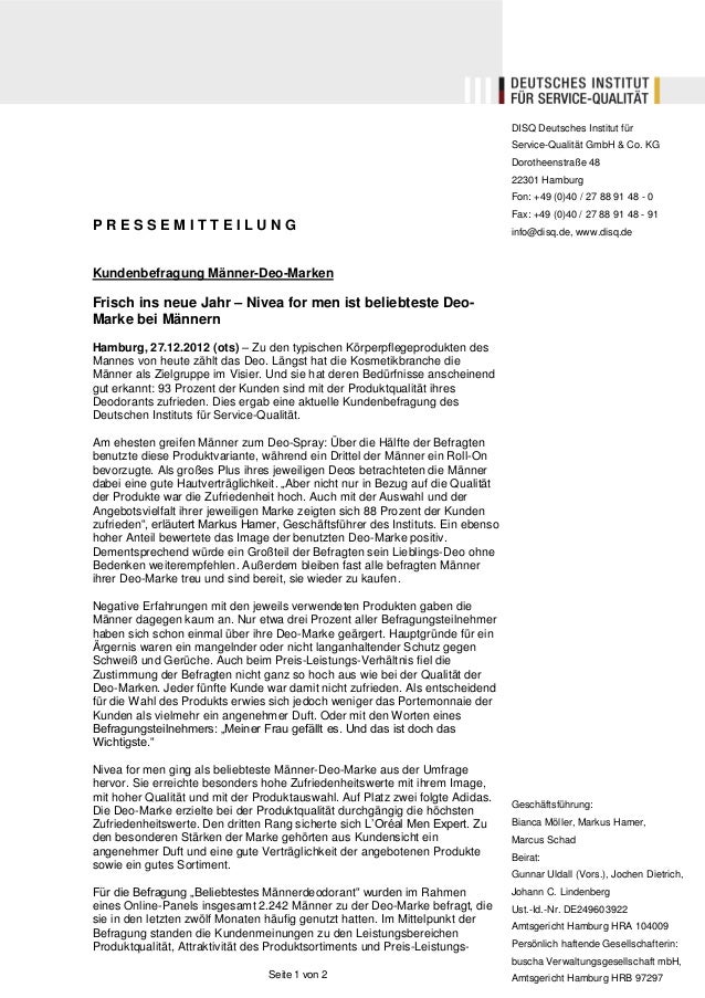 Pm Disq Kundenbefragung Manner Deo Marken Pdf