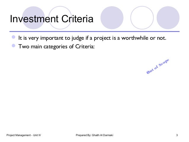 Project Management Unit Iv Project Appraisal Criteria