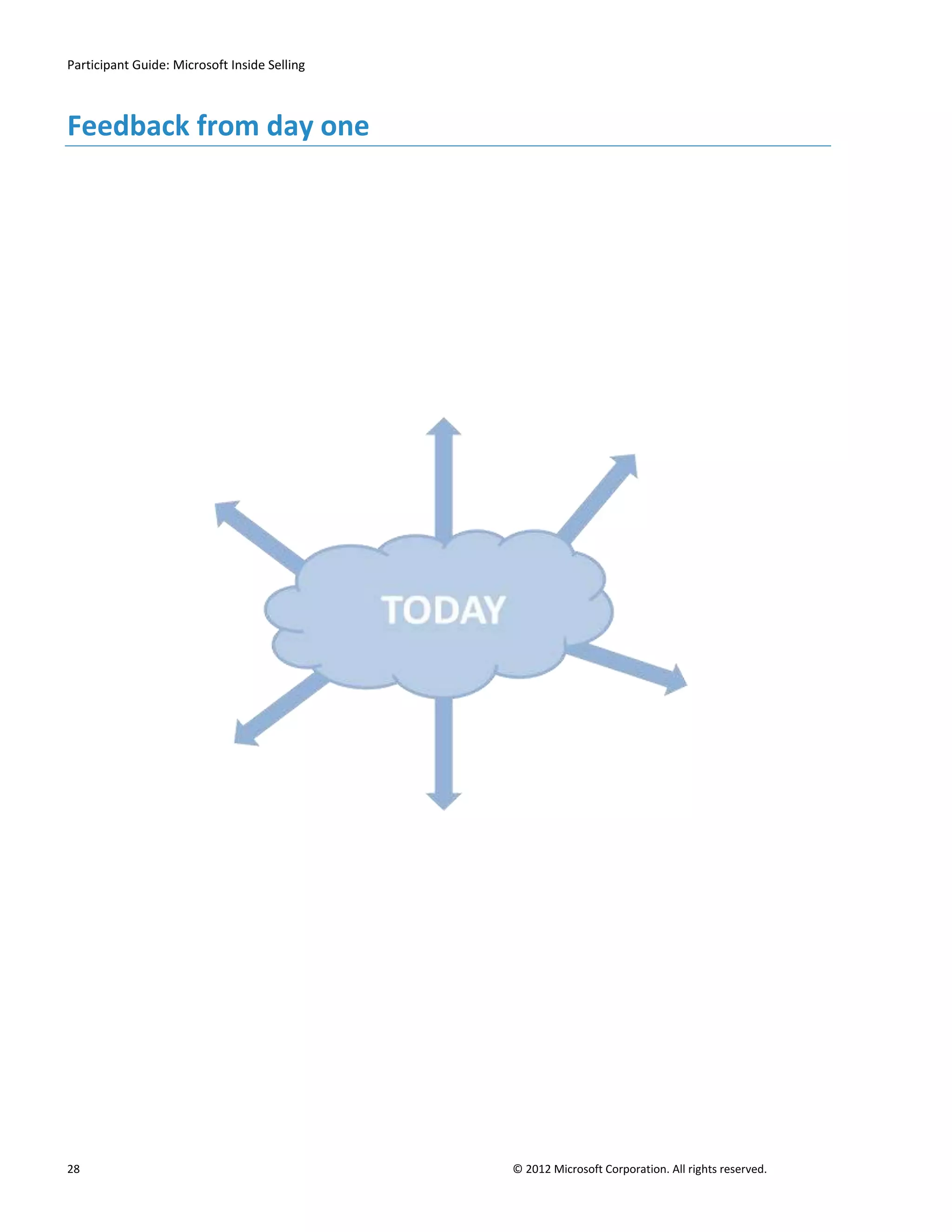 Participant Guide: Microsoft Inside Selling



Feedback from day one




28                                            © 2012 Microsoft Corporation. All rights reserved.
 