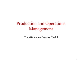Production and Operations
Management
Transformation Process Model
1
 
