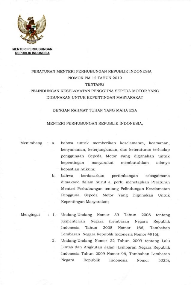 Pm 12 Tahun 2019