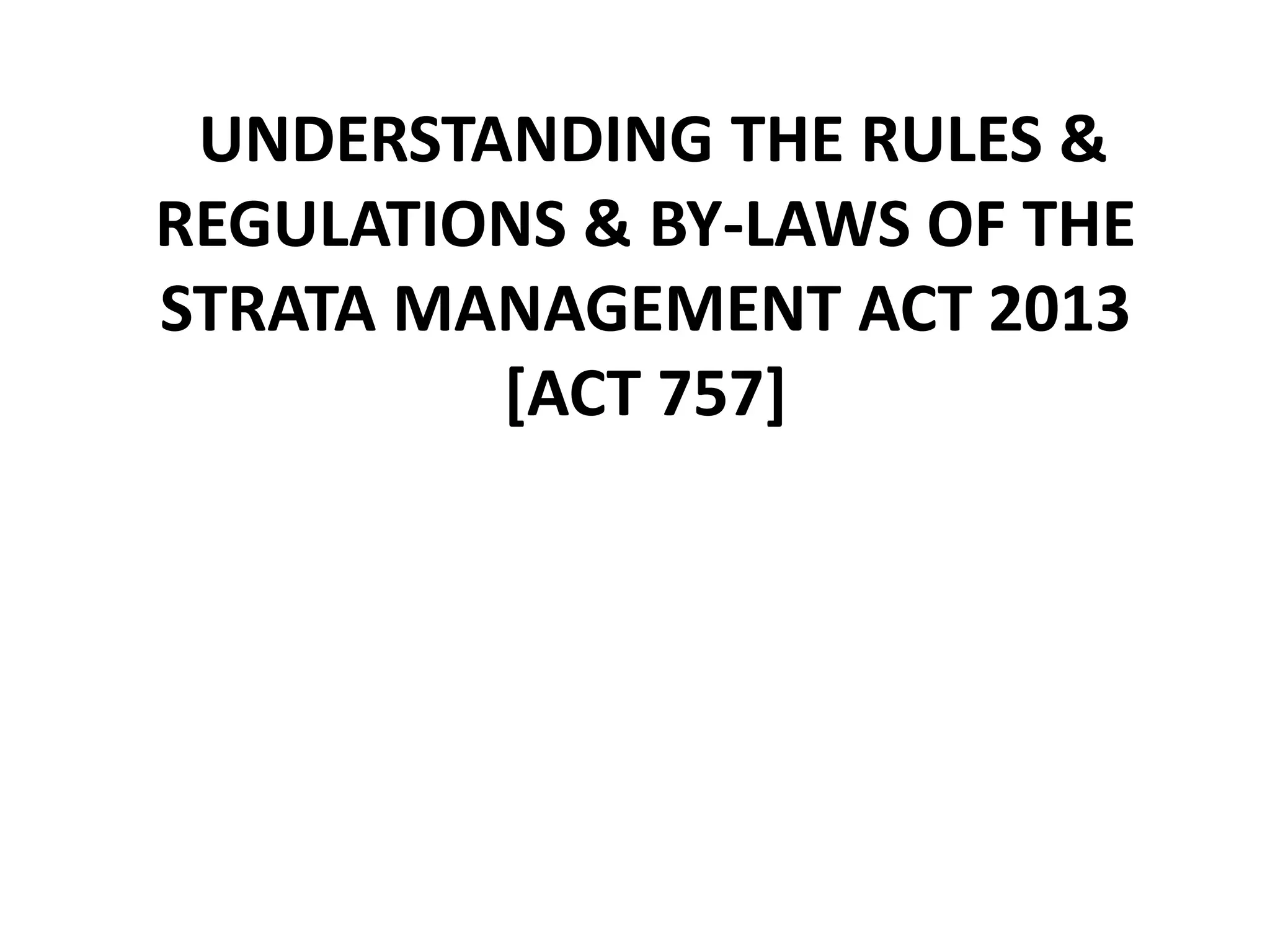 PSM Strata Management Regulations 2015 PPT