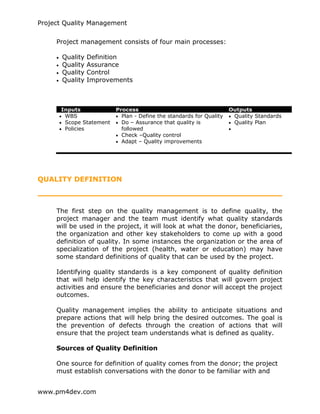 Pm4dev Project Management Pm4 dev project_quality_management | PDF