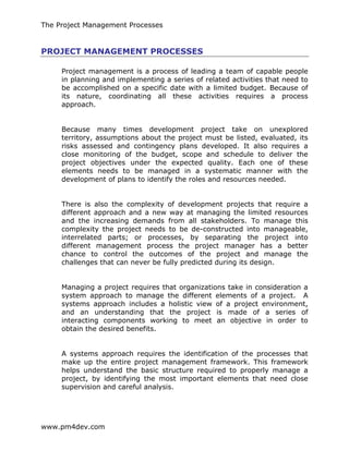Pm4dev Project Management Pm4 dev the_project_managment_processes | PDF
