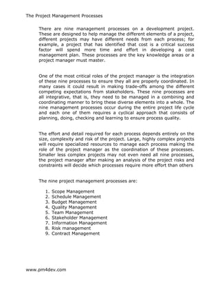 Pm4dev Project Management Pm4 dev the_project_managment_processes | PDF