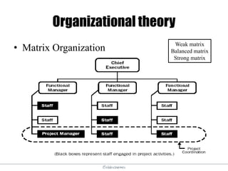 @elodescharmes
Organizational theory
• Matrix Organization Weak matrix
Balanced matrix
Strong matrix
 